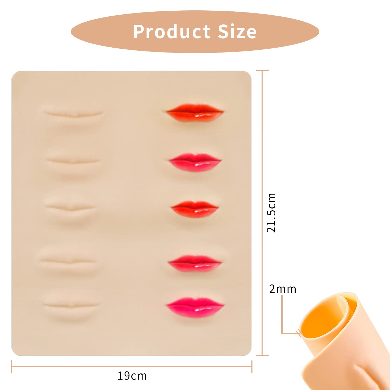 MAYCREATE Tattoo Practice Pad for Lip Tattoo Training with 3D Lip Shapes Silicone Skin 8.46x7.48 in