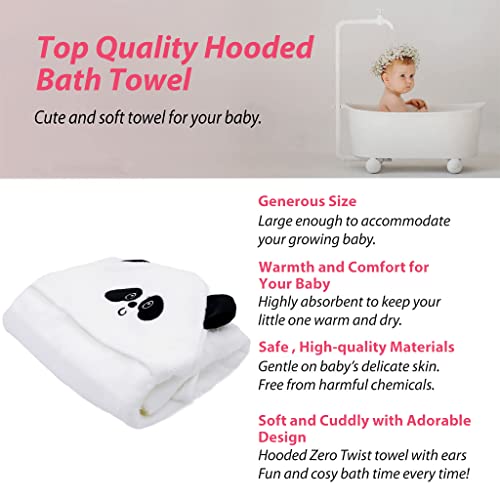 SNOWIE SOFT® Baby Bath Towel for New Born Panda Design Premium Organic Ultra Soft Baby Bathing Towel Bamboo Baby Blanket Hooded Bath Towel for Baby Boys and Girls (90cmx90cm) - Panda