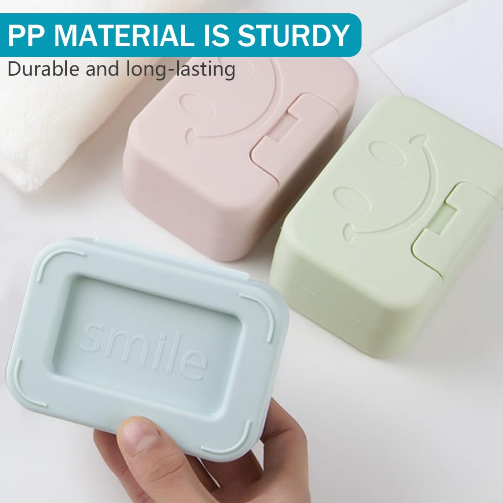 HASTHIP Soap Box Holder 3 Pack for Travel and Bathroom with Lockable Lid and ABS Material