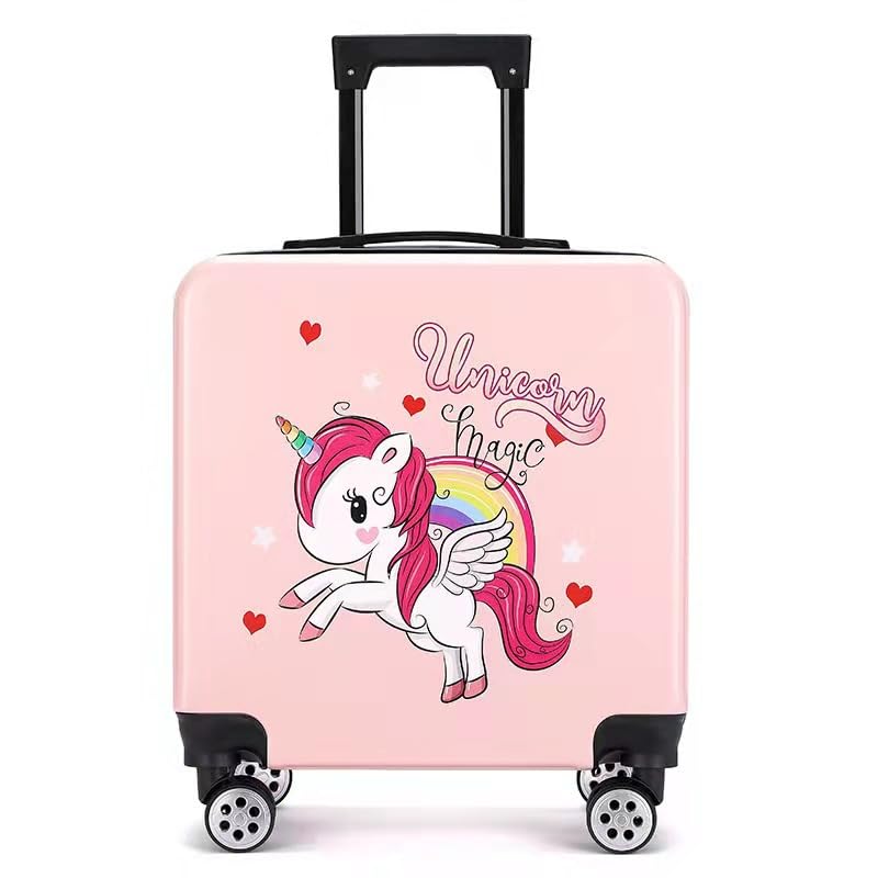 PALAY® Kids Travel Luggage 20'' Wheeled Luggage with Combination Password Lock Sturdy PC Travel Suitcase Cute Cartoon Unicorn Carry-on Wheeled Luggage Travel Roller Luggage School Gift for Students