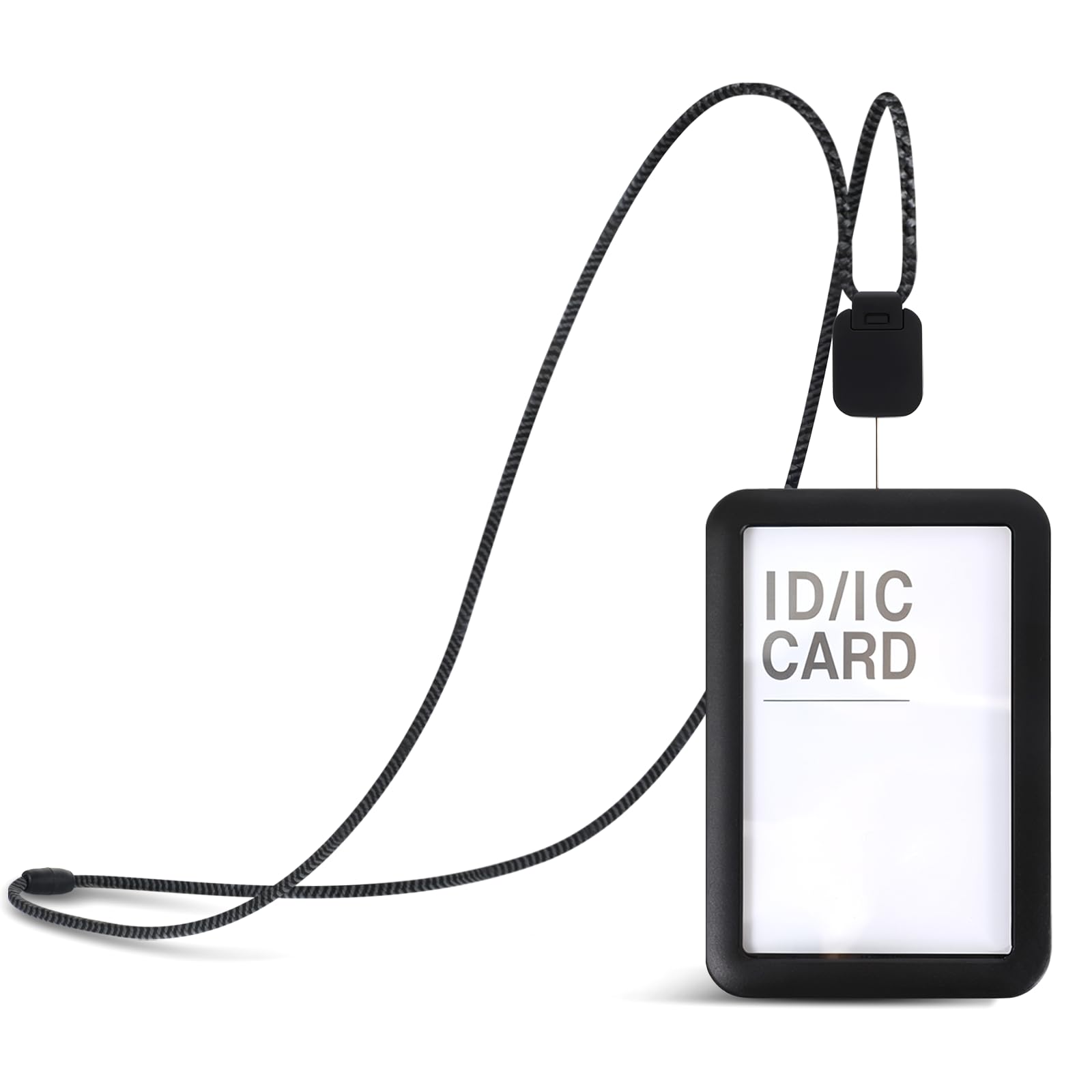 OFIFO ID Badge Holder Set for Office and School with Retractable Nylon Lanyards | 2 Pack Black Waterproof Vertical Card Holders