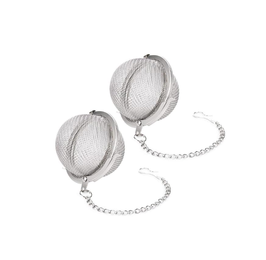 ZIBUYU Tea Strainer Infuser 2pcs for Loose Leaf Tea with Fine Mesh Filter & Reusable Stainless Steel Design