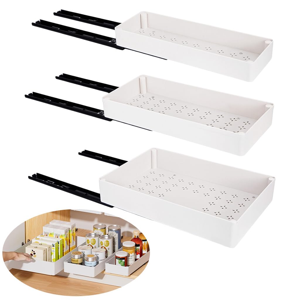 HASTHIP Pull Out Cabinet Organizer for Kitchen with 3 Piece Set and Smooth Sliding Rail