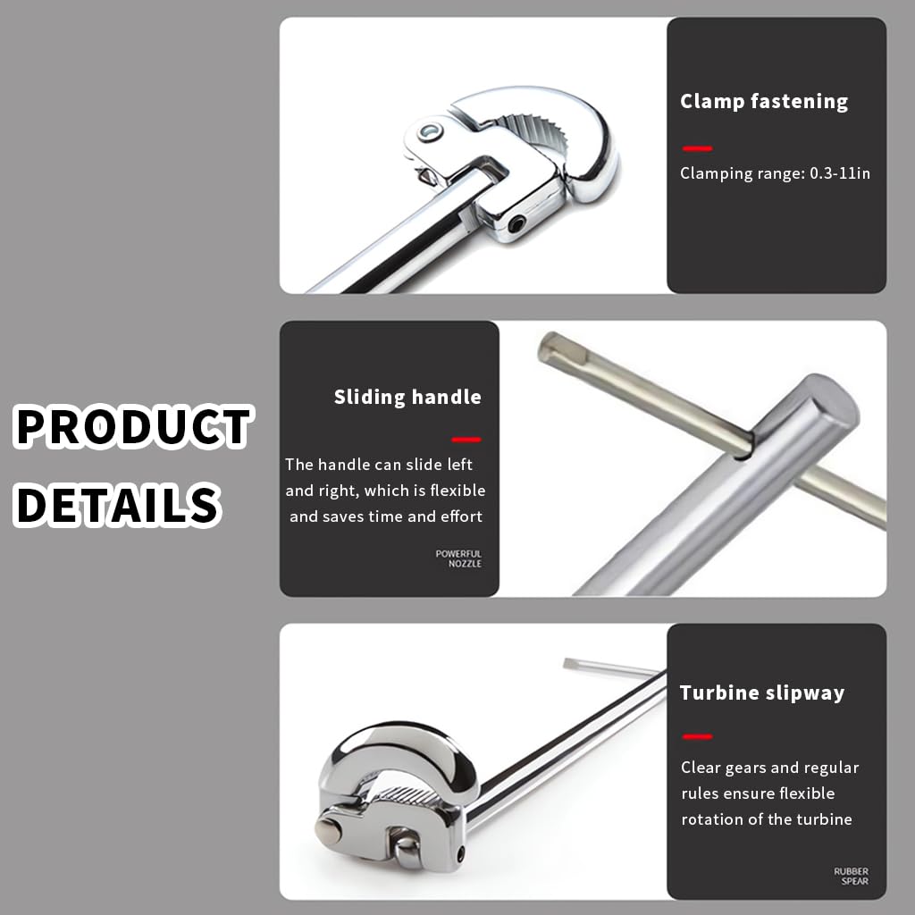 Serplex Sink Wrench for Faucet and Valve Repairs featuring 180 Pivoting Head and 11 in Reach | Carbon Steel Adjustable Tool