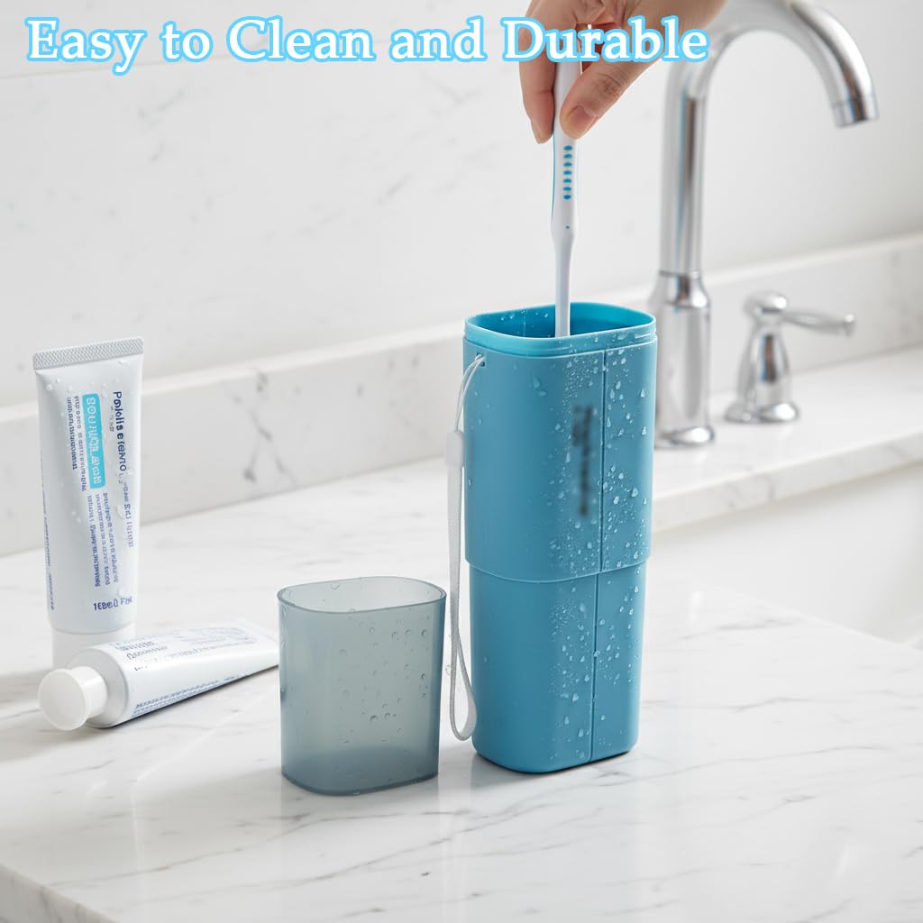 ZIBUYU Travel Wash Cup for Trips with Leak-Proof Snap-Lock and Blue PP Organizer | Compact Toiletry Case