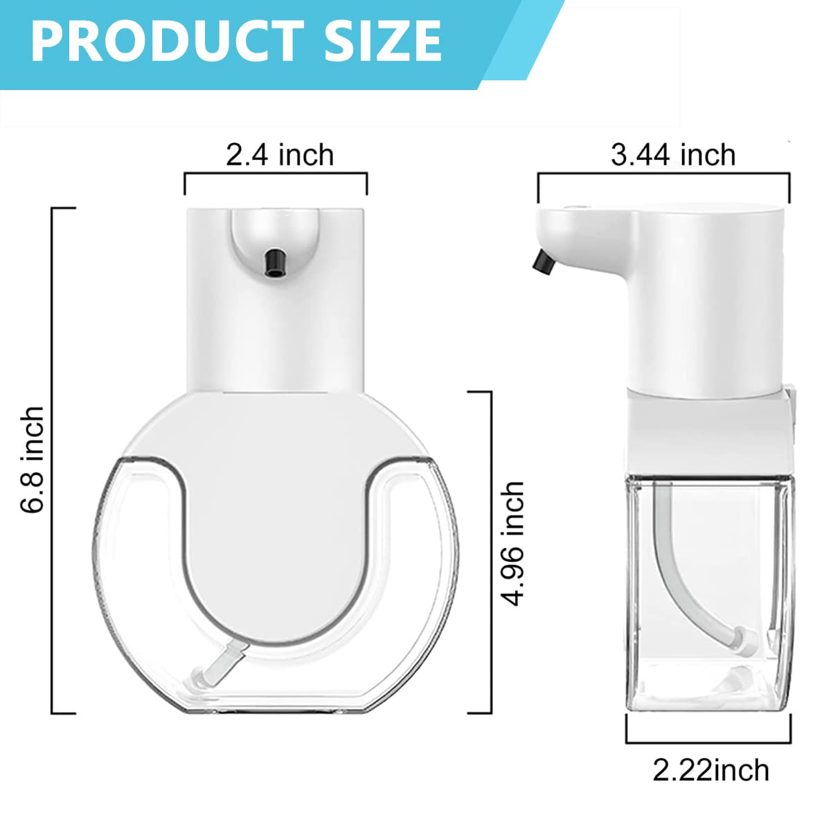 Supvox® Auto Soap Dispenser Gel Dispenser No-Touch Automatic Soap Dispenser 430ml Hand Wash Dispenser for Kitchen Bathroom Office Public Area White