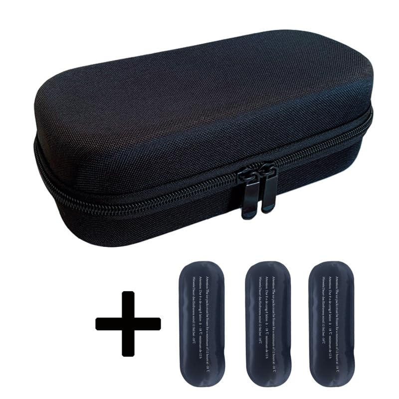 ZIBUYU Insulin Cooler Travel Case with 3 Ice Packs and Temperature Display Black | 8.67×4.33×2.03 in Portable Diabetic Supply Organizer