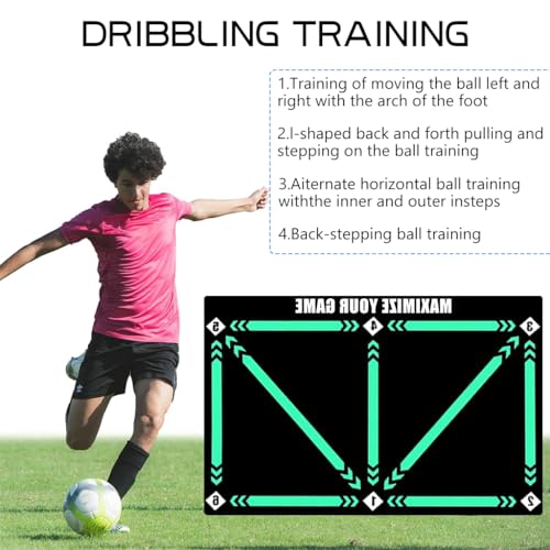 Proberos® Kids Football Training Mat 23.6x35.4 Inches Soccer Shooting Skill Exercise with Guild Lines Anti-slip Agility Diatom Mud Mat 2 PCS