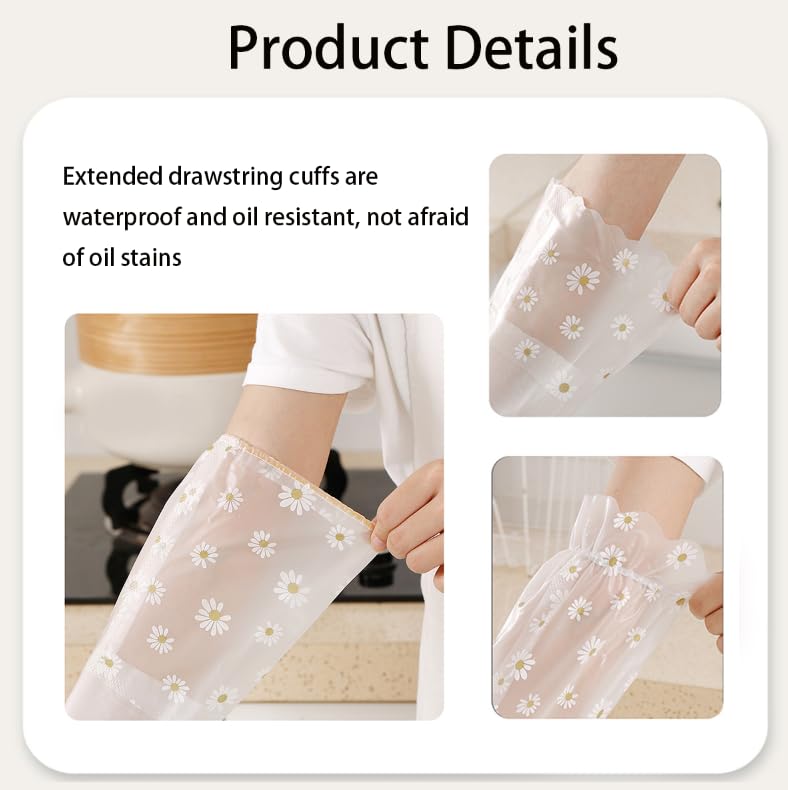 Zibuyu Latex Hand Gloves for Cleaning with Non Slip Daisy Pattern | Long Elbow Design