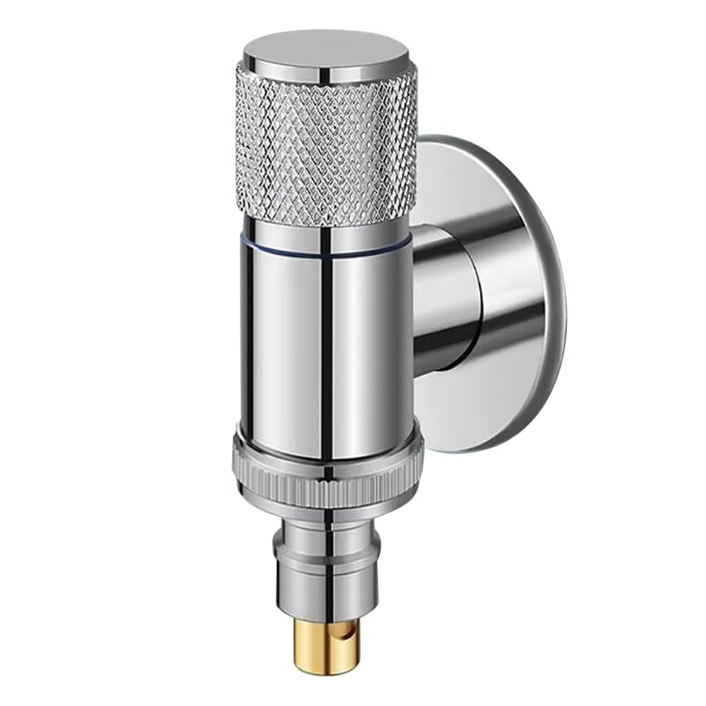 HASTHIP® Washing Machine Faucet, Stainless Steel Automatic Water Stop Valve snap Universal Dishwasher Angle Valve Laundry Tap with Adapter(Chrome Finish)