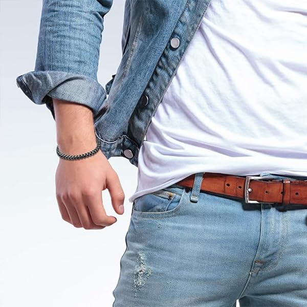 Zibuyu Silver Bracelet for Men featuring Lobster Clasp and Stainless Steel Cuban Chain | Gift Jewelry