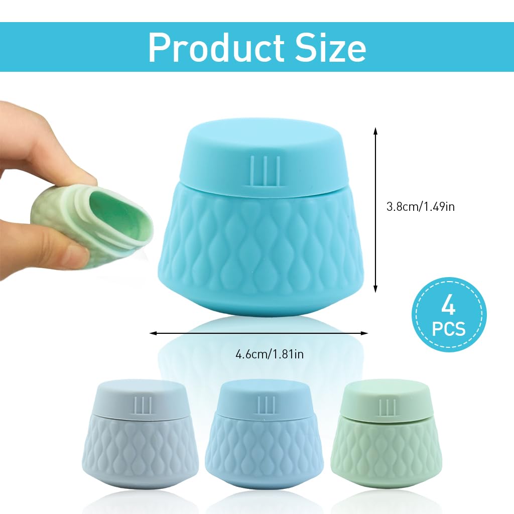 MAYCREATE 4Pcs Silicone Cream Jars, 30ml Travel Bottles for Toiletries, Lotion Cosmetic Containers, Refillable Toiletry Bottles with Lids, Portable Leakproof Travel Accessories for Lotion, Face Cream