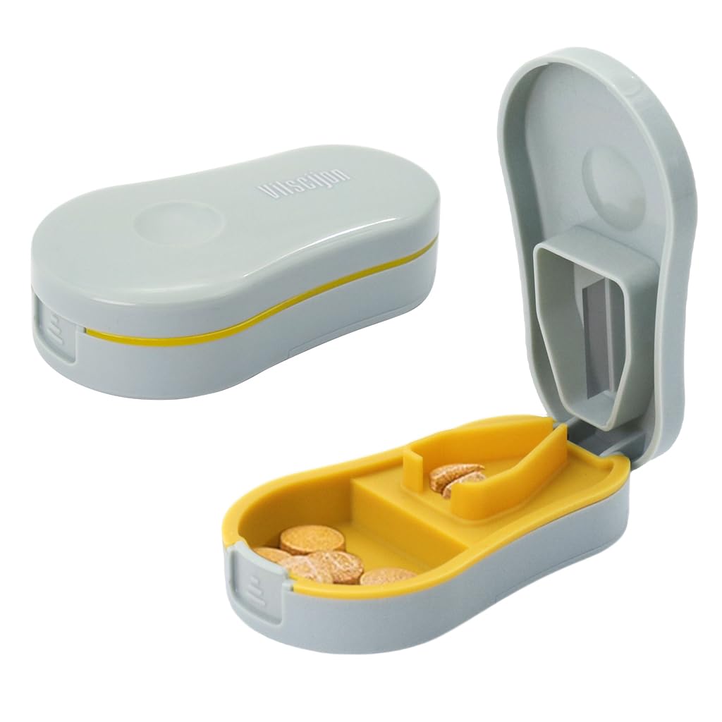 ZIBUYU Medicine Box for Home and Travel with 2 in 1 Tablet Cutter & Pill Storage | Foodgrade Plastic
