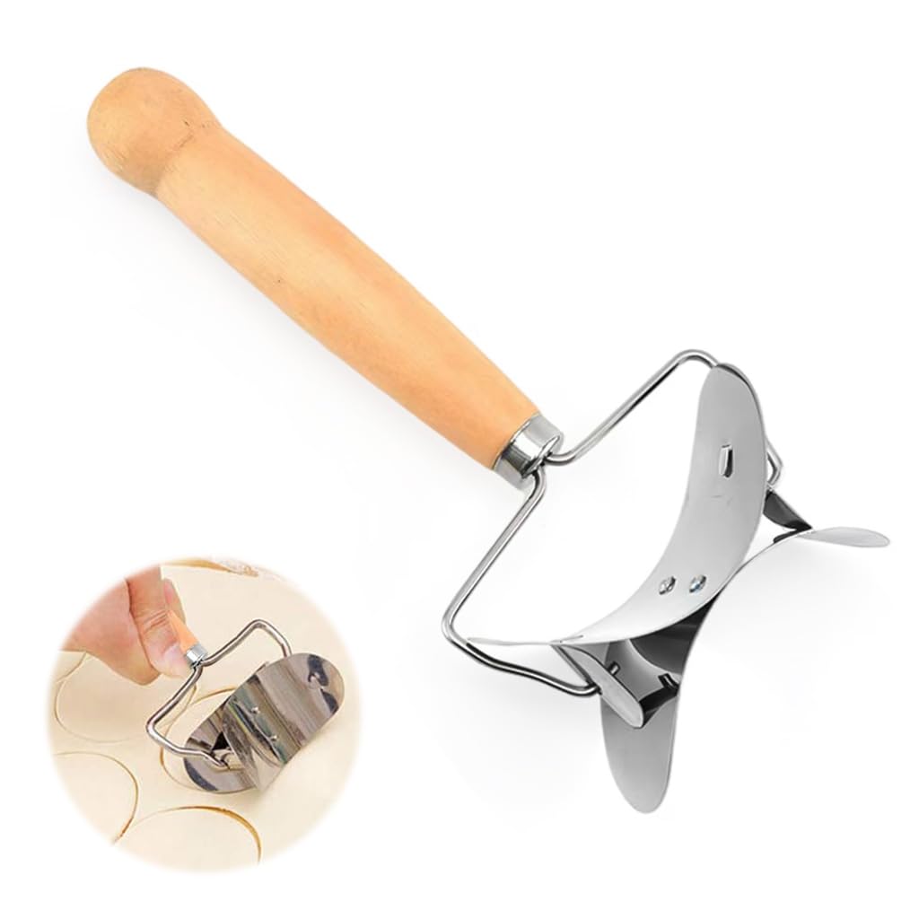 HASTHIP® Stainless Steel Rolling Pastry Cutter Dumpling Wrapper Circle Roller Ravioli Skin Dough Cutter Maker Cookie Cutter