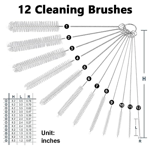 HASTHIP® 36PCS Straw Cleaner Brushes, 8 Inch Tube Cleaning Brush and Nylon Pipe Brush Kit for Sippy Cup, Tumbler, Water Bottle, Drinking Straw, White