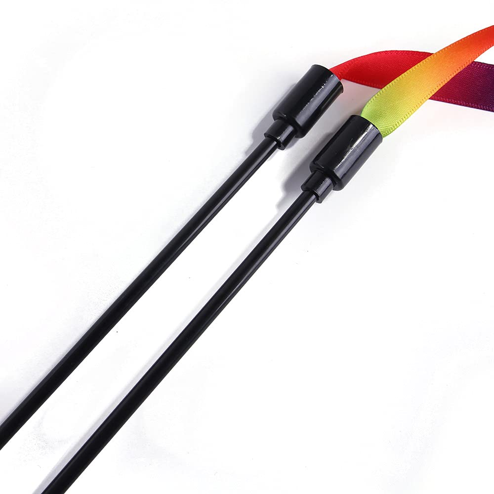 Qpets Cat Rainbow Wand Toys for Interactive Play with Colorful Satin Ribbon | 4PCS Set