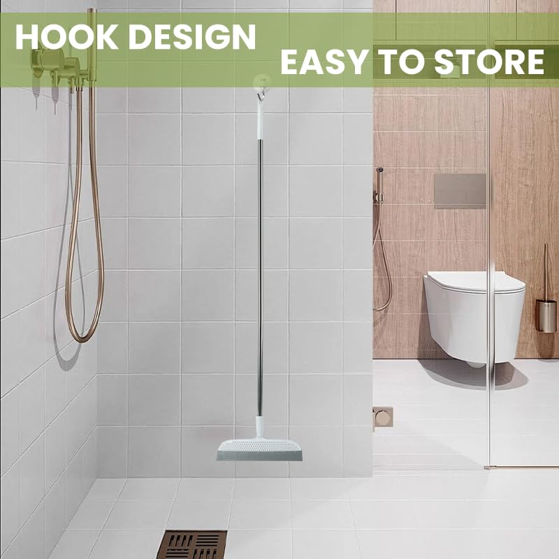 HASTHIP Magic Broom Sweeper for Floor Cleaning with 51.14 in Handle & 180° Swivel Head | Silicone Blade for Bathroom and Kitchen