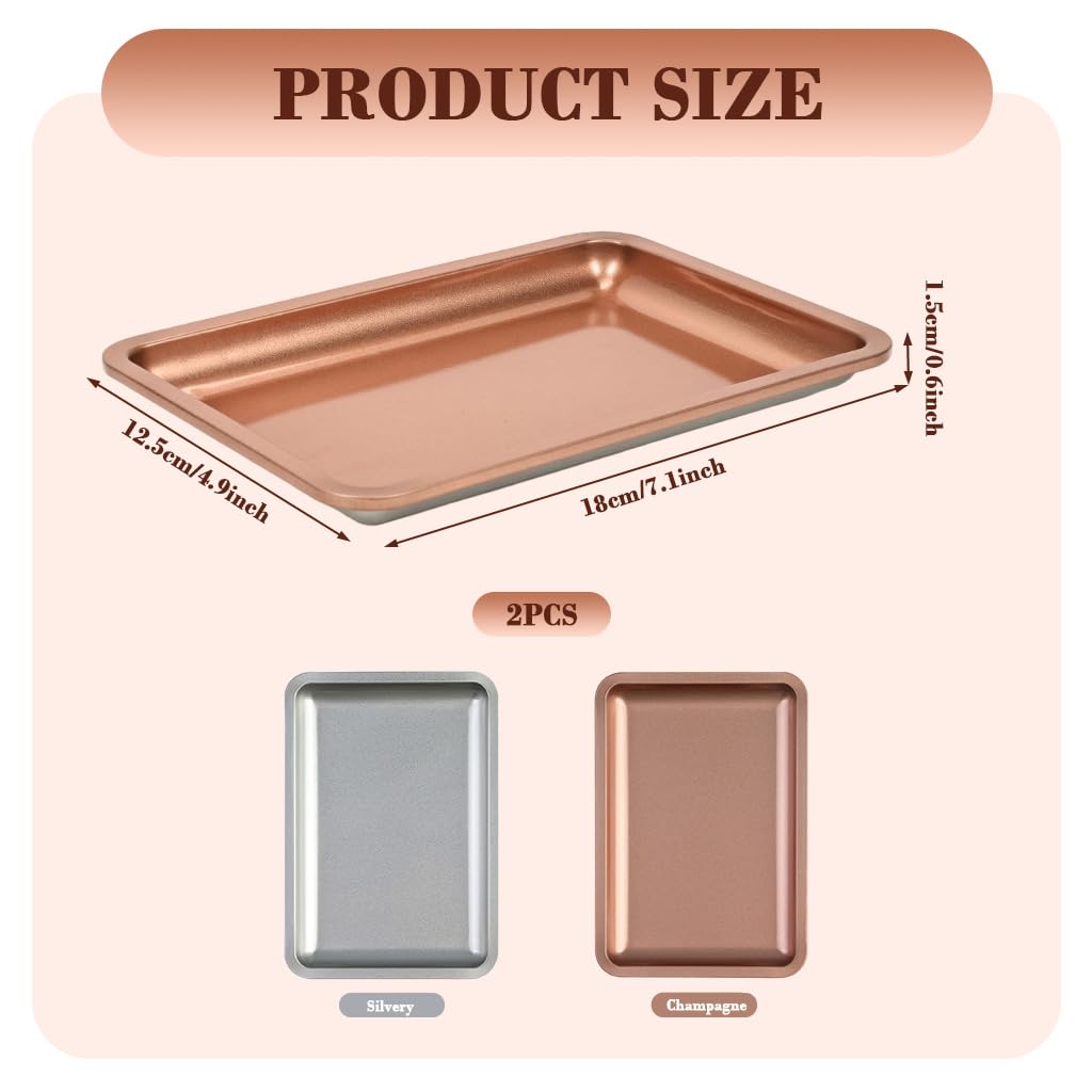 HASTHIP Stainless Steel Jewelry Organizer Trays for Dressers with Dual Colors 12.5x17.9cm | Silver and Rose Gold Rectangular Storage for Vanity or Kitchen
