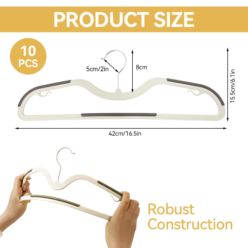 HASTHIP Plastic Hangers 10 Pack for Dry and Wet Clothes with 360º Swivel Hooks | 16.5 in Adult Size