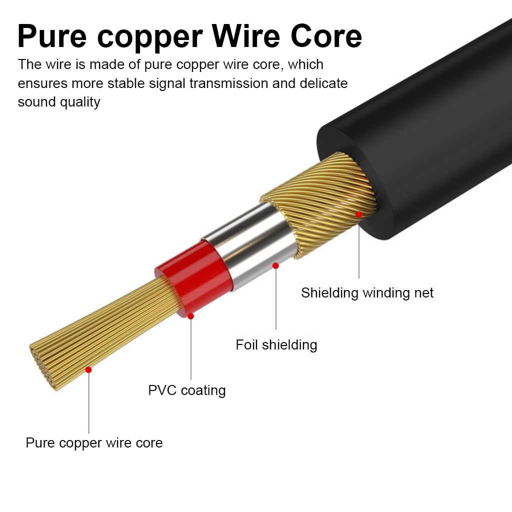 ZORBES Instrument Audio Cable 6.6ft for Guitars Keyboards and Mixers featuring Gold Plated Connectors and Nylon Braided Design