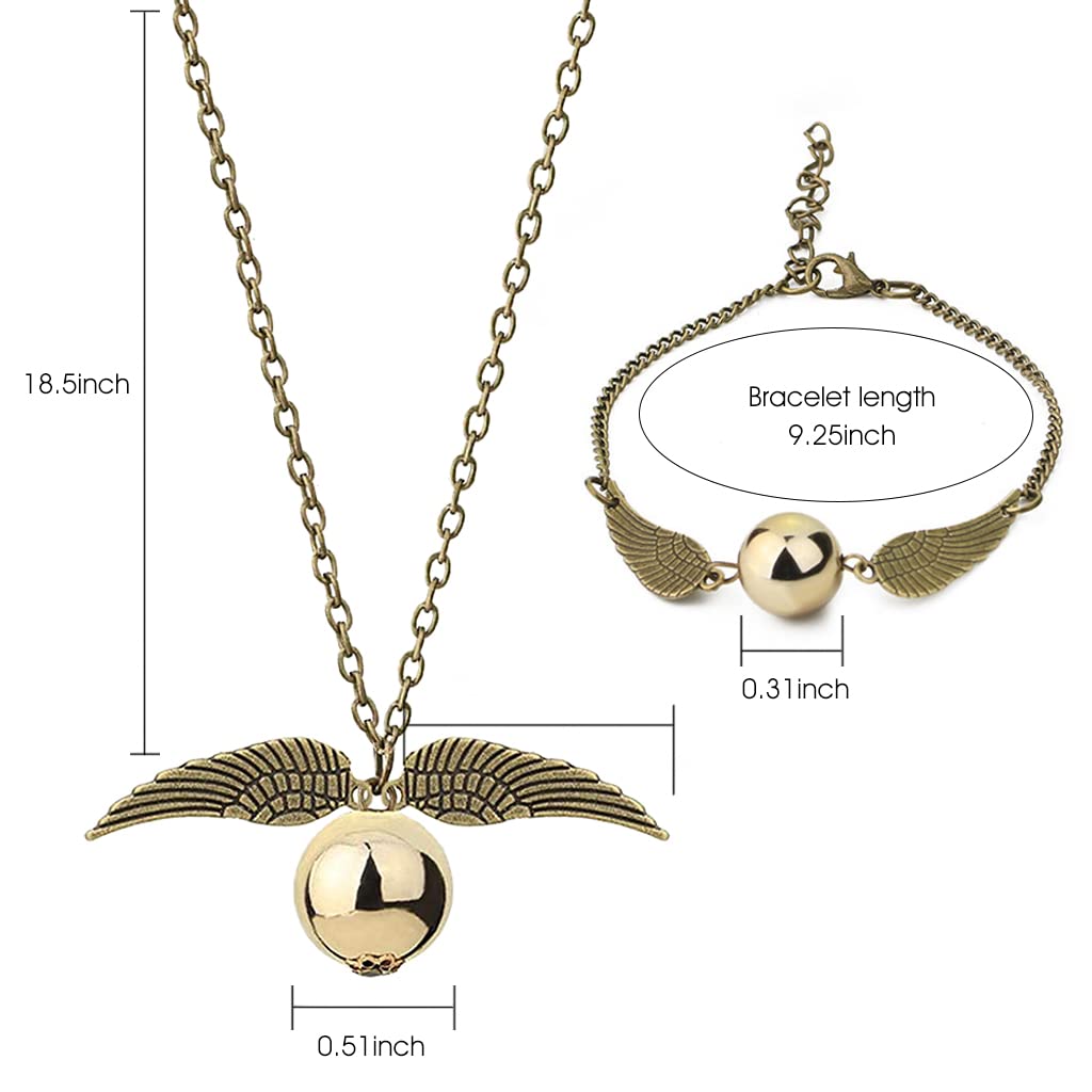 ZIBUYU Harry Potter Accessories for Girls Pendant & Bracelets Golden Snitch charm bracelets for teens girls Themed Friendship Necklace Jewelry Women Charm Bracelet for fans Merchandise Children's day