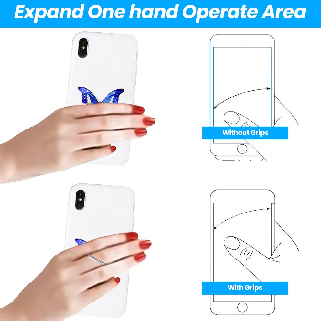 ZIBUYU Metal Phone Ring Grip with 360 Rotatable Folding Support and Clear Round Acrylic | 3PCS