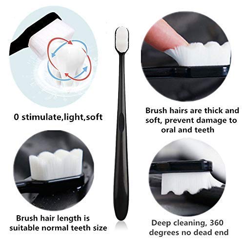 HANNEA Extra Soft Toothbrushes for Sensitive Teeth with 15000 Nano Bristles | Pack of 4