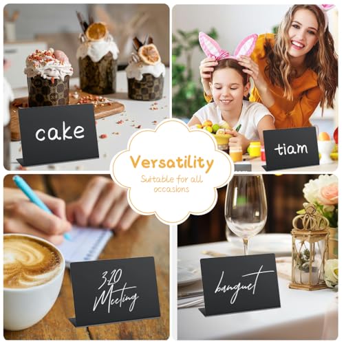 Climberty® 36PCS Reuseable Price Display Stands 4 x 3 Chalkboard Stand for Displaying Dish Name with White Marker Wipe Cloth Versatile Small Stand Buffet Party Bakery