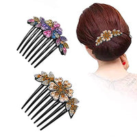 PALAY® 2 Pack Hair Comb Clips for Hair for Women, Rhinestone Flower Hair Clips for Women Ladies, Stylish Slide Hairpins Bride Hair Bun Accessories