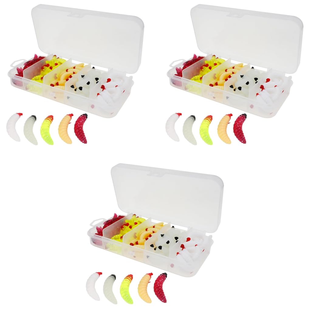 Proberos Fishing Lures Kit with 375 pcs 1 in PVC Worm Baits for Realistic Fishing | Portable Box
