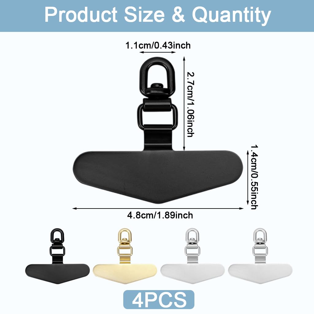 ZORBES Phone Tether Tabs 4Pcs for Universal 1.7in Cases with 360° Swivel Buckle | 0.3mm Stainless Steel