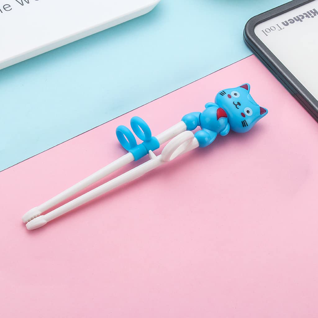 ZIBUYU Chopsticks for Kids Training with 18.8cm Length and Auxiliary Finger Rings | BPA-Free ABS Blue Pair