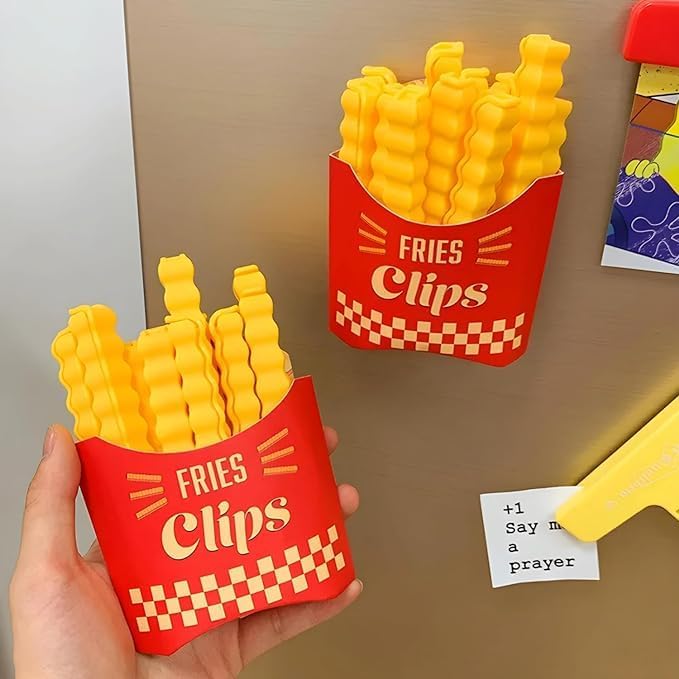 HASTHIP® 24 PCS Creative Snack Sealing Clips Clamp French Fries Sealers with Holder Fridge Magnet Small Packets Food Seal Mini Clips