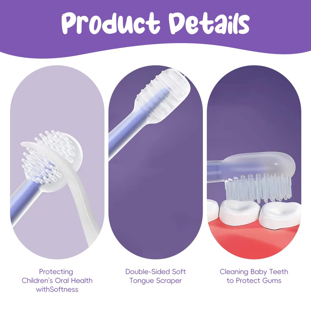 SNOWIE SOFT Silicone Baby Toothbrush Set for 0–18 Months with U-Shaped Brush & Case | Purple
