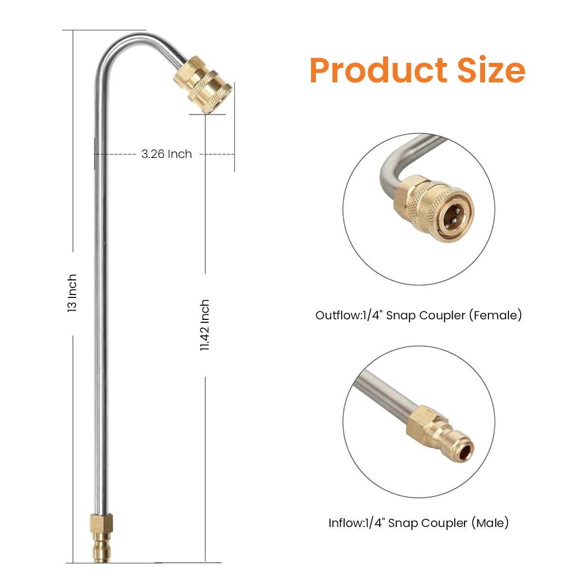 Supvox Pressure Washer Wand for Outdoor Cleaning with 35cm Lance and U Shaped Head | Stainless Steel Attachment