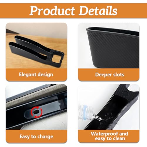 STHIRA® 4PCS Car Seat Gap Filler Organizer Universal Fit for Cars SUVs Trucks 16.5 Inch Anti-Drop Front Seat with Phone Charging Cable Hole Easy Clean Prevents Item Loss