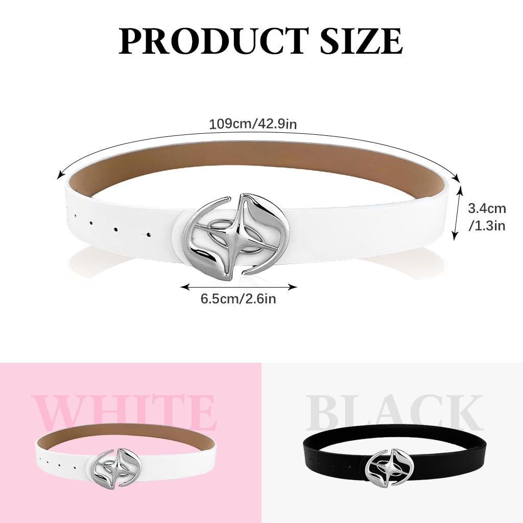 SANNIDHI Belt for Women featuring Adjustable 43.31 in Design with Metal Buckle | Black & White PU Leather Set