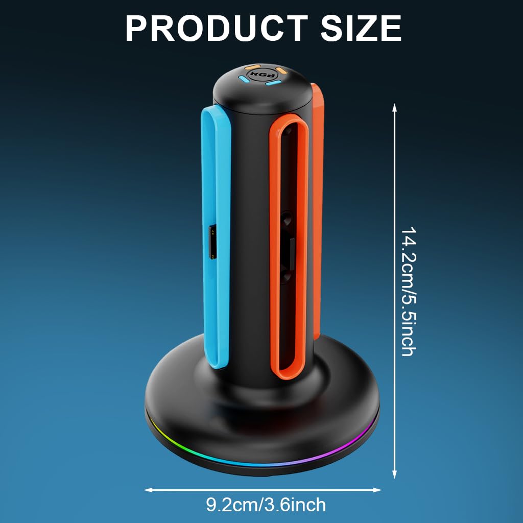 ZORBES Charging Station for Nintendo Switch 2 Joy‑Cons with 9 RGB Modes and Magnetic Base