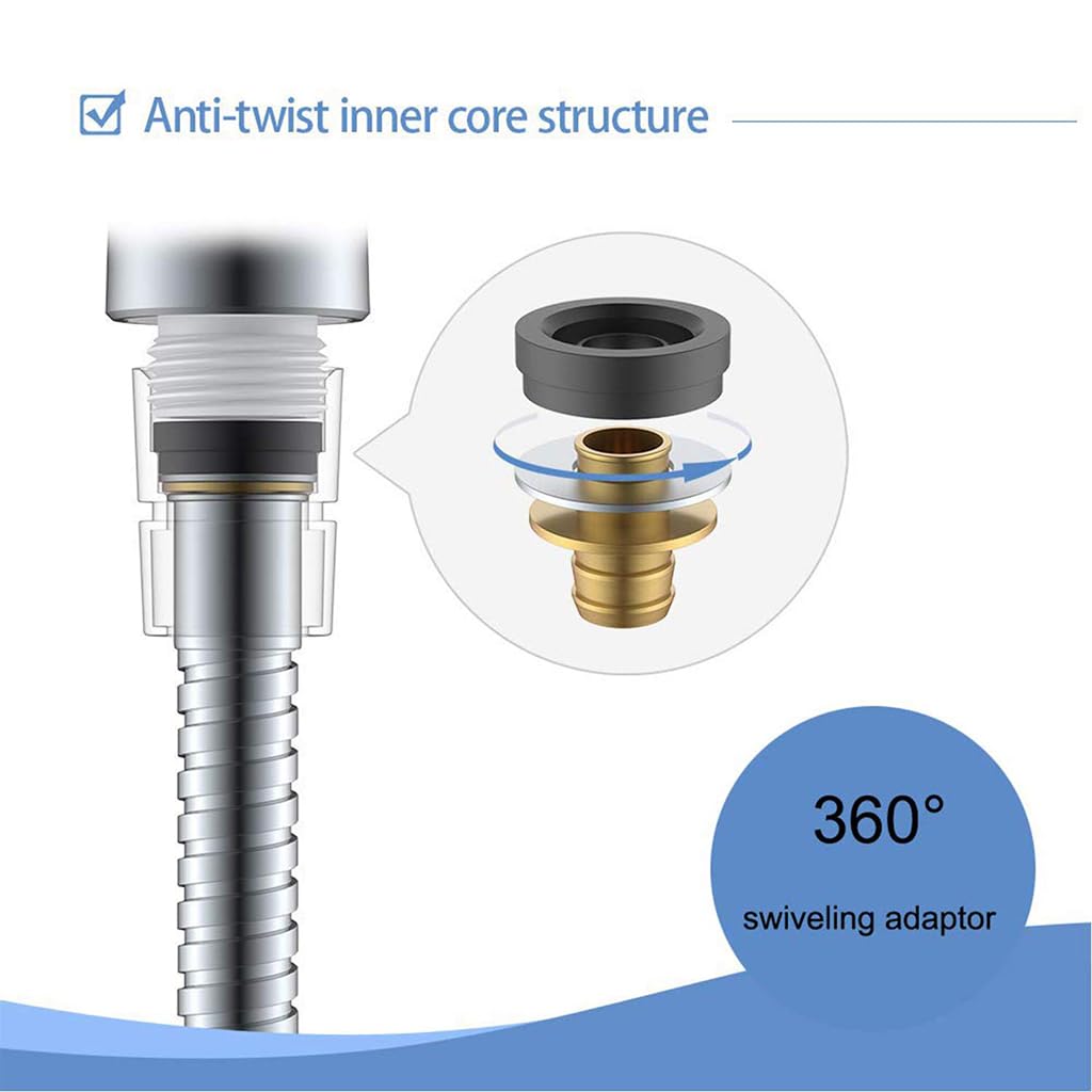 ZIBUYU Shower Hose for Toilet and Handheld Use featuring Anti Kink Design 1 Meter SS304 Chrome