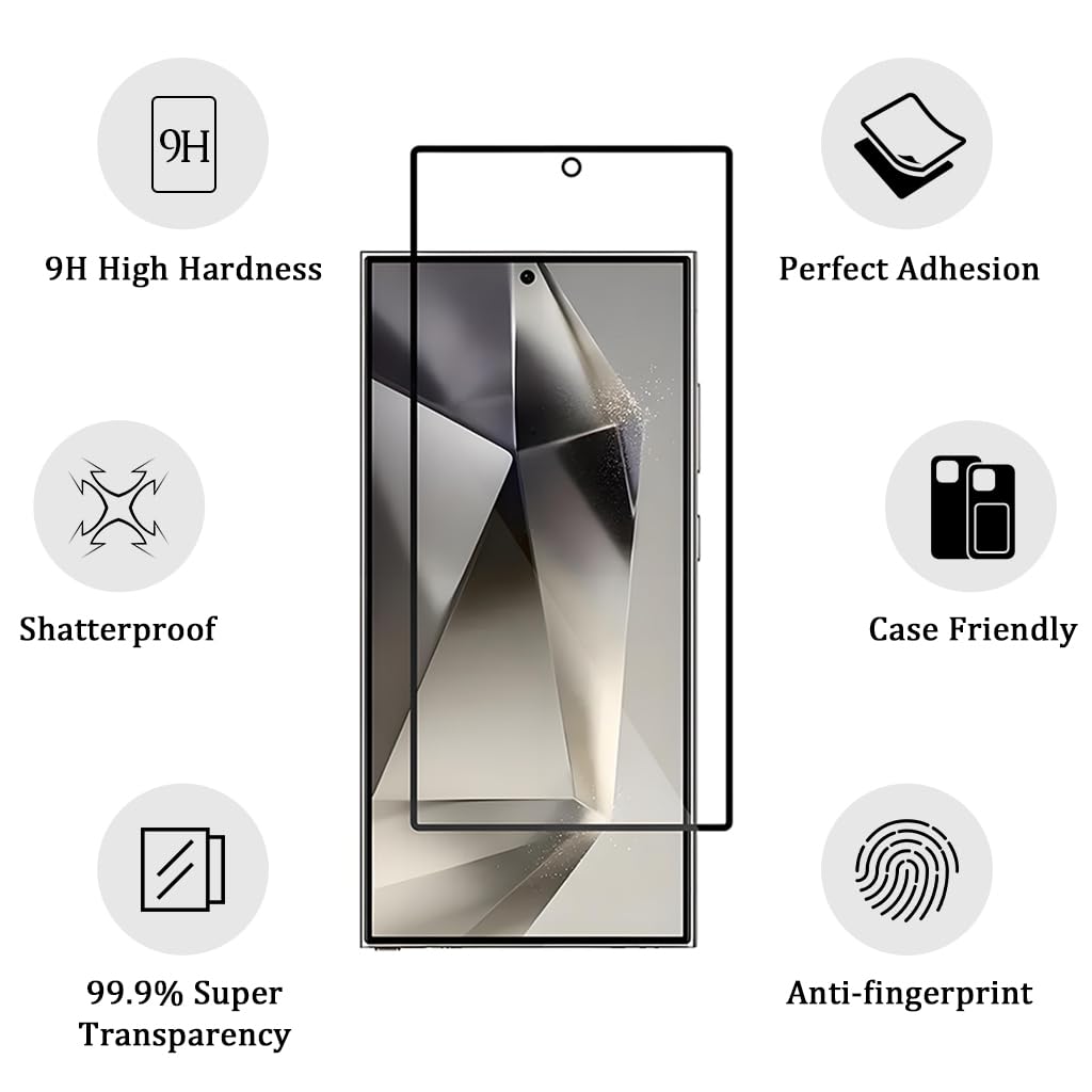 ZORBES Screen Protector for Galaxy S24 Ultra with 9H Tempered Glass & Anti-Glare HD Clarity | Pack of 6