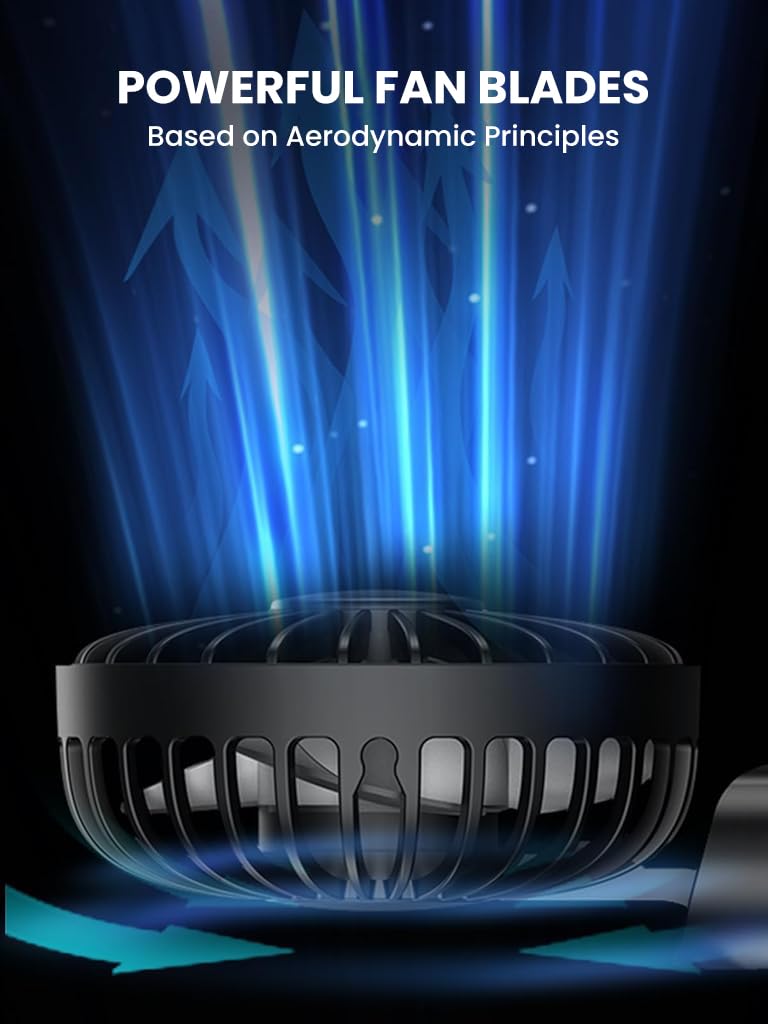 Verilux USB Handheld Fan for Travel and Office with 5000mAh Battery | Detachable Neck Strap