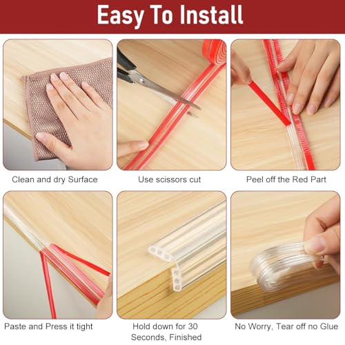 SNOWIE SOFT® 3.3Ft Transparent Corner Protector for Baby 2mm Thick Table Edge Guard Air Bubble Cushion Peel Stick Childproofing Bumper for Tables Desks Cabinets Safety Products Home 2PCS