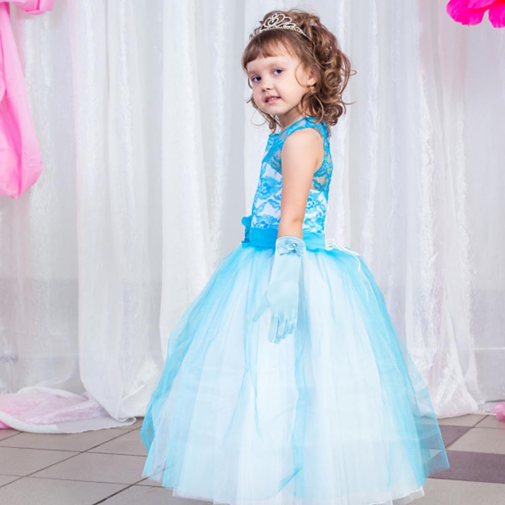 Zibuyu Girls Gloves for Dress Up and Parties featuring Satin Long Design and Butterfly Accent