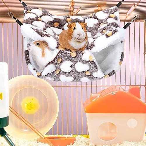 Qpets® Winter Hammock Bed for Small Animals, Hibernation Plush Hammock Bed Hanging Hamsters House Hidden Small Pets Sleeping Bag for Hamsters, Golden Bears, Mouse Cubs, Honey Gliders (S)