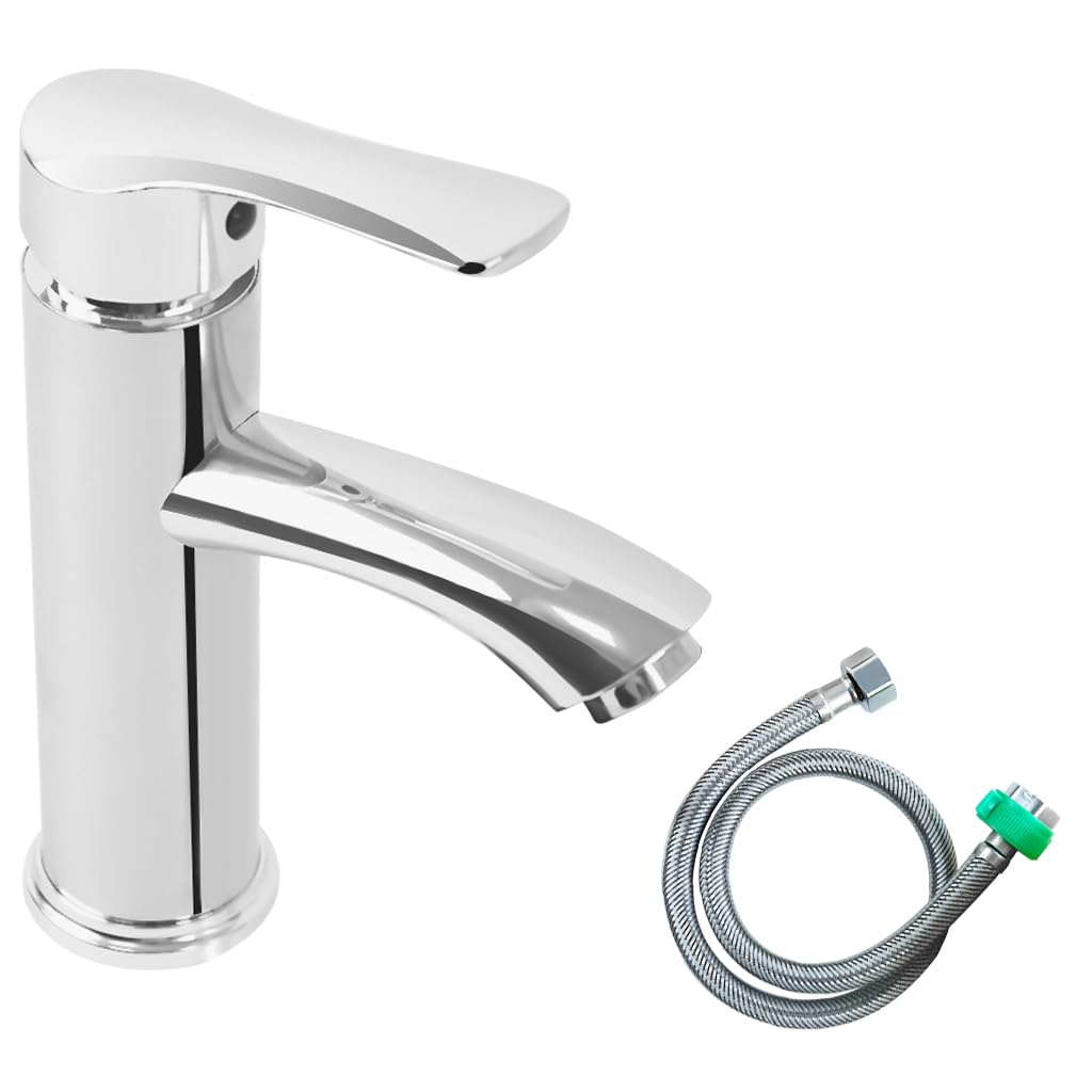 HASTHIP® Bathroom Mixer Tap Bathtub Faucet Single Handle Cold and Hot Faucet Basin Faucet Chrome Finished ABS Modern Mixer Tap for Kitchen, Bathroom