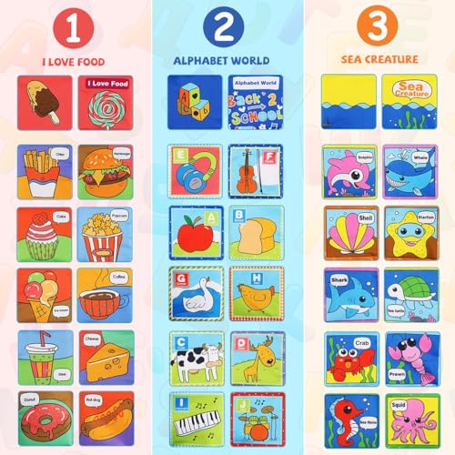 SNOWIE SOFT® 6PCS Cloth Books for Babies 0 to 3 Years Soft Toys Sensory 6-12 Month Non-Toxic Early Education Toy Touch and Feel Crinkle Waterproof Book for Toddler
