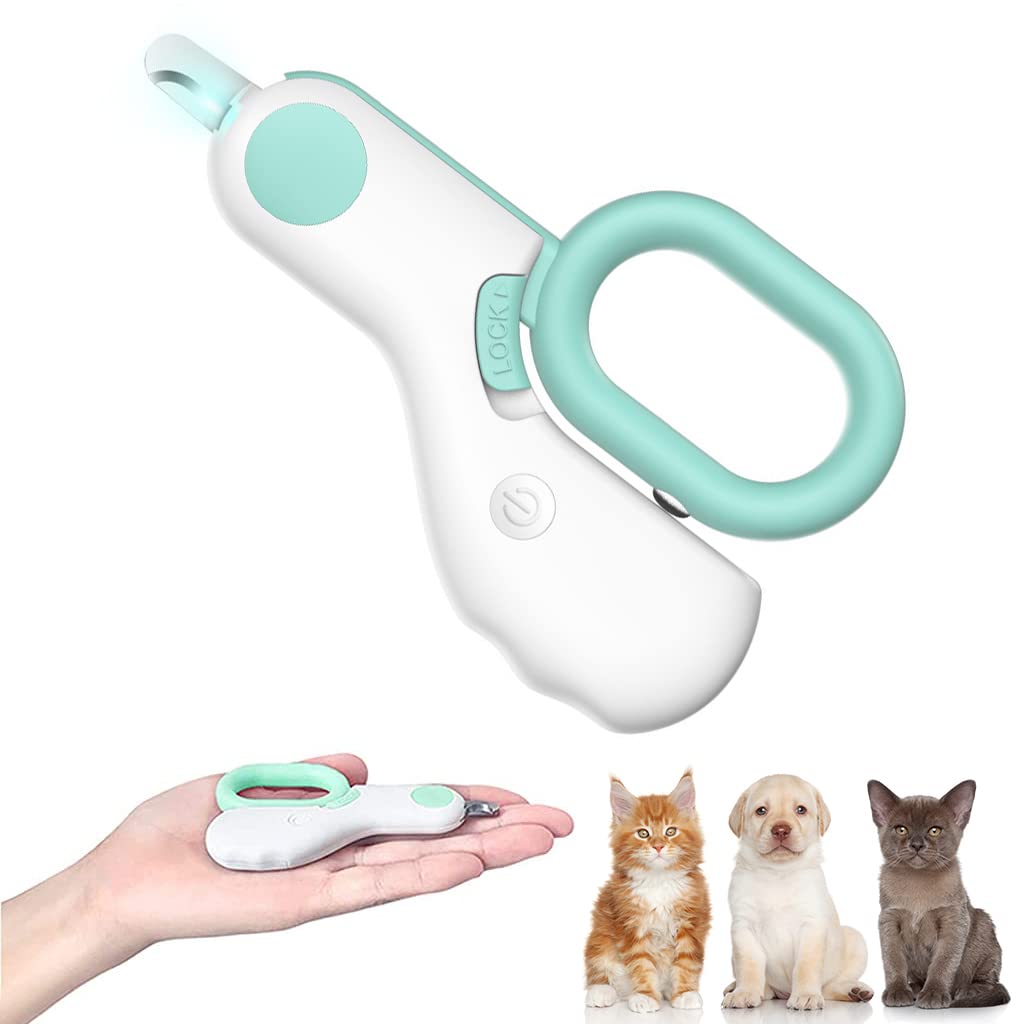 Qpets® Mini Cute Dog Nail Cutter with LED for Cat Small Dog, Safe Lock Compact Dogs Nail Cutter, with Led Light Not Hurt Pets, Pet Nail Cutter for Small Pets, Dog, Cat, Puppy, Kittens