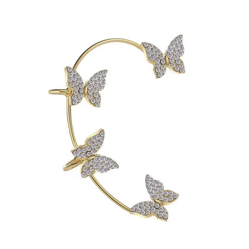 ZIBUYU® Shining Butterfly Ear Cuffs Zircon Butterfly Earrings