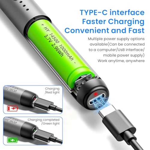 Serplex® LCD Soldering Iron Tool Kit with Carry Case Rechargeable 1000mAh Cordless Pen Adjustable Temperature Handheld for Electronics Repairing DIY Assemble 2 PCS