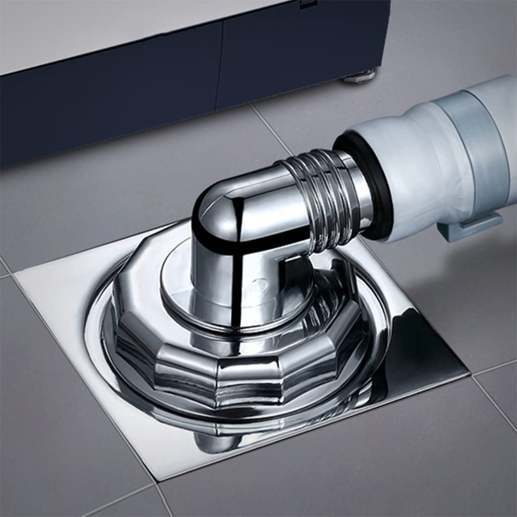 HASTHIP Washing Machine Drain Cover for Floor Use with Flexible Tube 40mm | ABS Silver Connector
